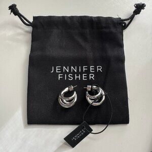Jennifer Fisher Triple Lilly Huggie Hoops in Silver